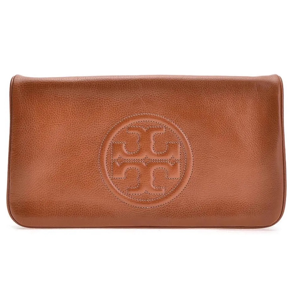 Tory Burch pebble leather clutch